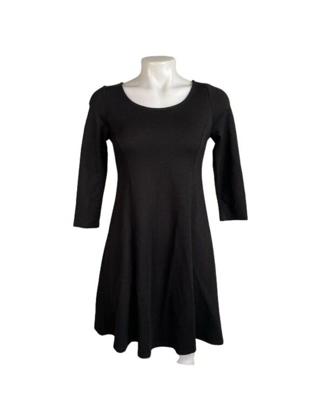 Black 3/4 Sleeve Fit & Flare Dress With Open Back Detail